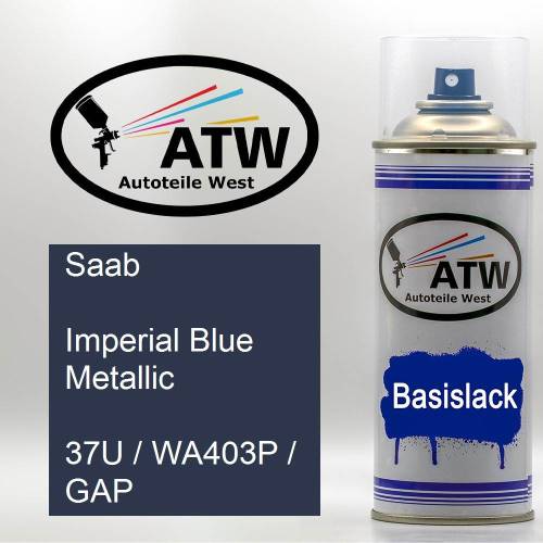 Saab, Imperial Blue Metallic, 37U / WA403P / GAP: 400ml Sprühdose, von ATW Autoteile West.